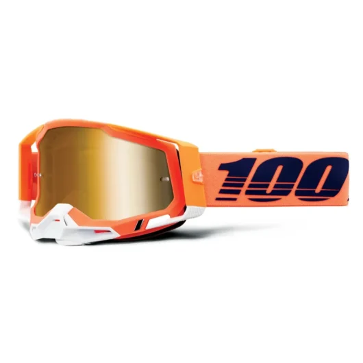 100 Percent Racecraft 2 MTB Goggles Coral/Mirror True Gold Lens