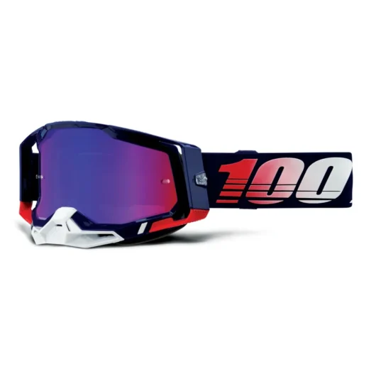 100 Percent Racecraft 2 MTB Goggles Republic/Mirror Red/Blue Lens