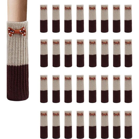 32-Piece Wool Knit Furniture Socks, Chair Leg Protectors, Anti-Slip Pads for Furniture, Tablecloths, and Covers