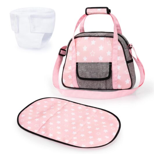 Bayer Doll Nursery Bag Set Pink with Stars