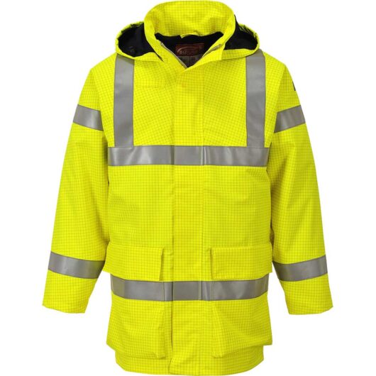 BizFlame Hi Vis Flame Resistant Rain Multi Lite Jacket Yellow 2XL