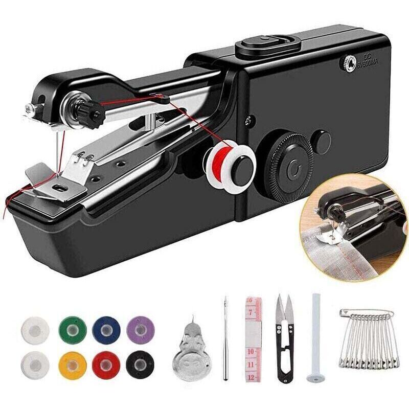 DIY Sewing Machine (Black), Mini Portable Sewing Machine with Rechargeable Cord, Suitable for Sewing, DIY Sewing Tools, Clothes, Fabrics, Curtains