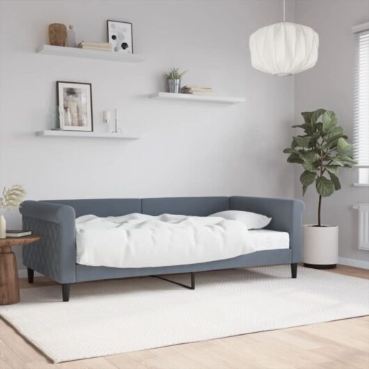 Daybed with Mattress Blue Dark Grey 90x190 cm Velvet vidaXL
