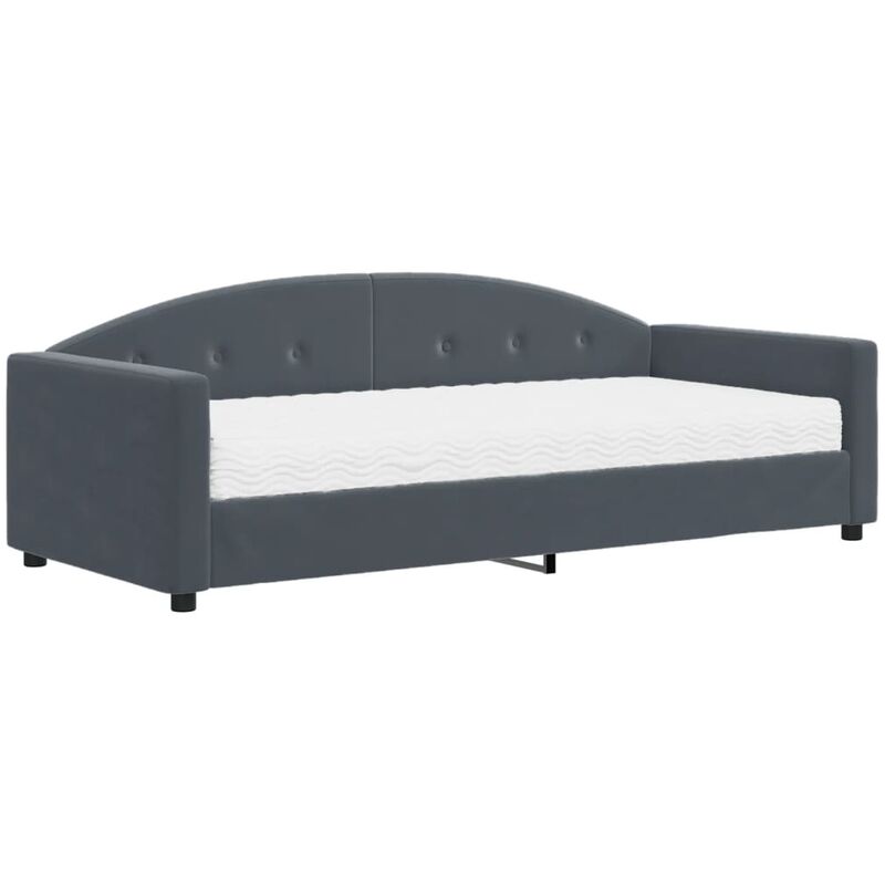 Daybed with Mattress Dark Grey 90x190 cm Velvet vidaXL