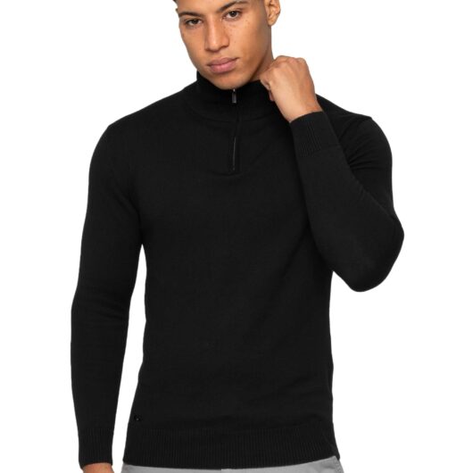 Enzo Milano | Mens Funnel Neck Knit Jumper - Black / S