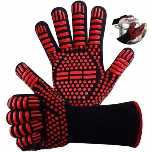 Heat-resistant kitchen glove, silicone barbecue glove resistant up to 800°C, non-slip and heat-resistant