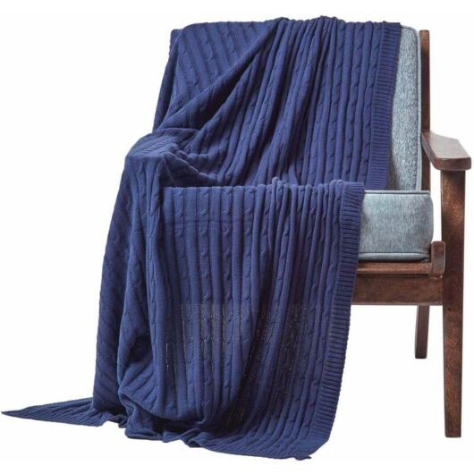 Homescapes - Cotton Cable Knit Throw Navy Blue, 150 x 200 cm