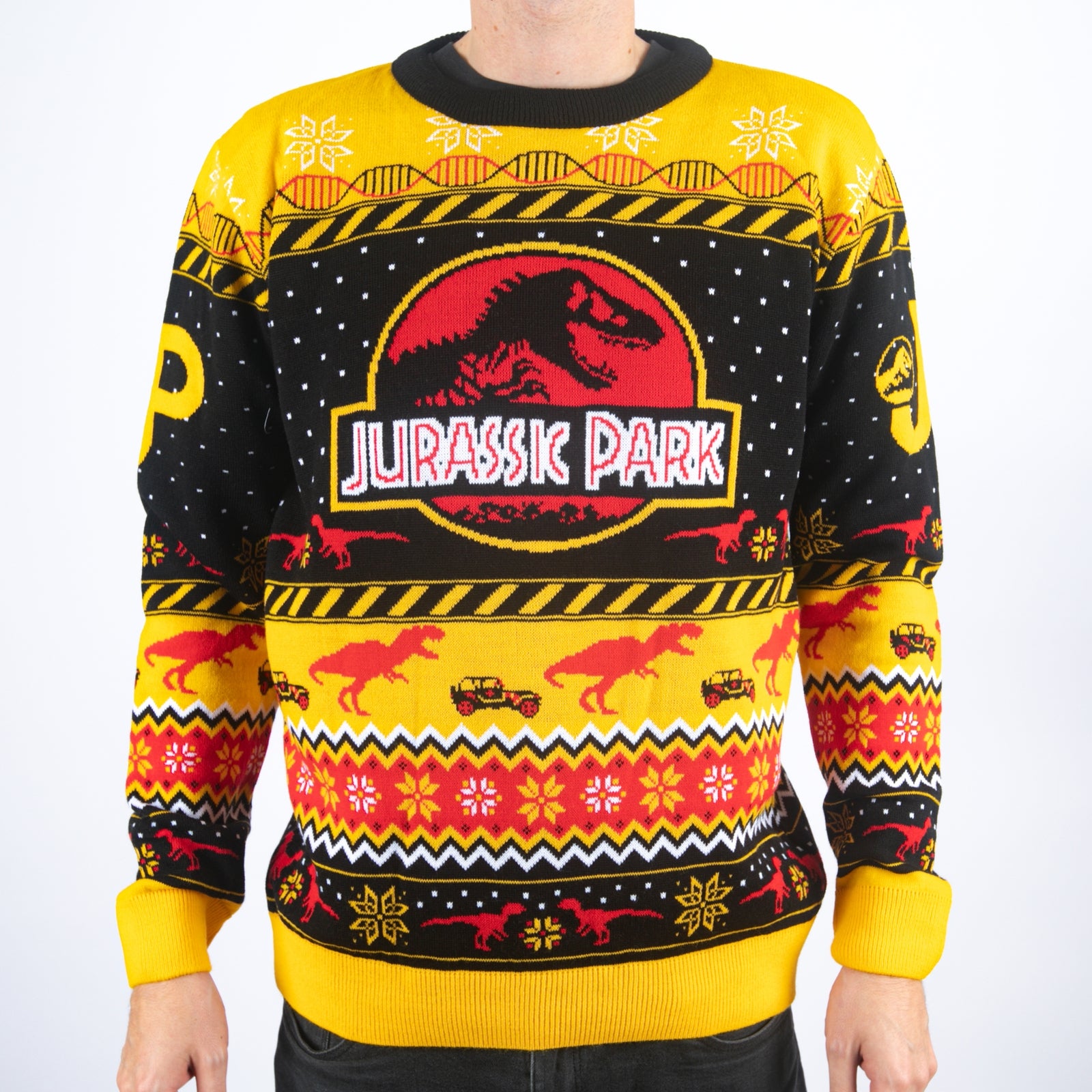 Jurassic Park Logo Knitted Christmas Jumper - M