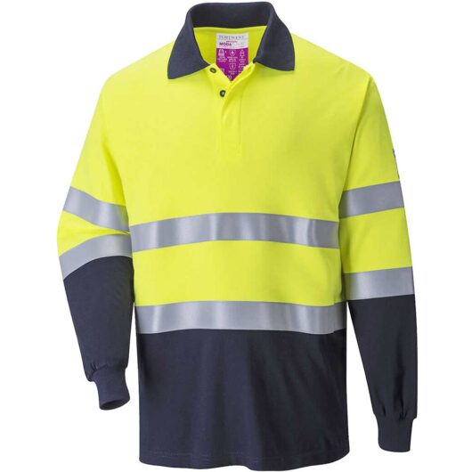 Modaflame Mens Flame Resistant Hi Vis 2-Tone Polo Shirt