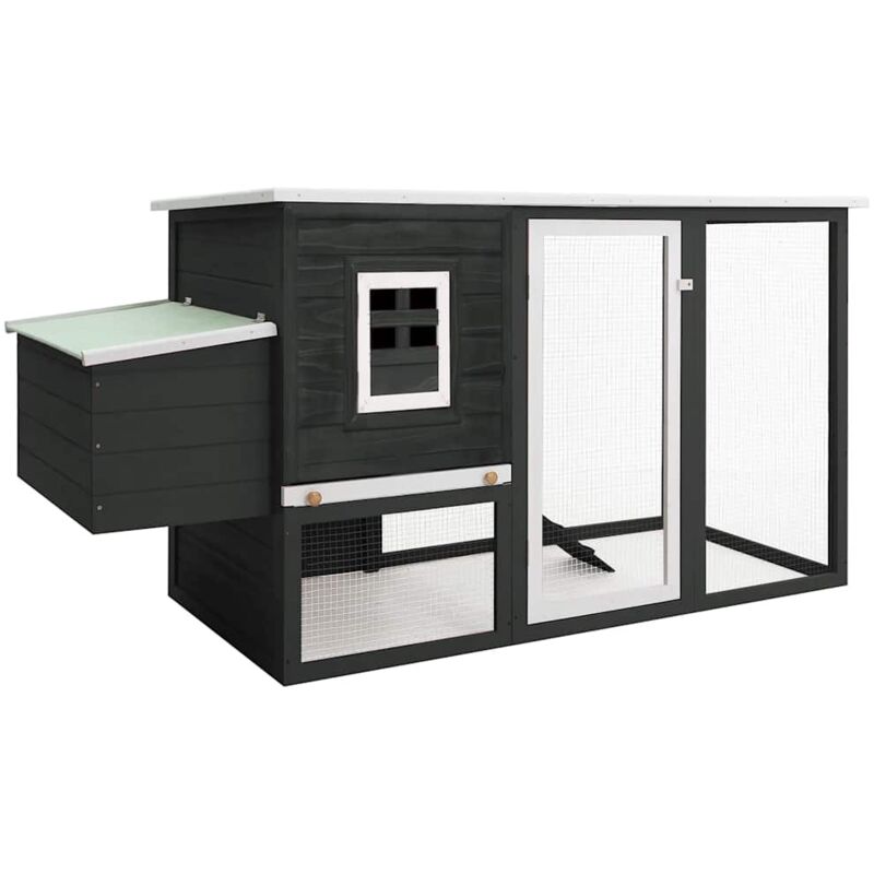 Outdoor Chicken Cage Hen House with 1 Egg Cage Grey Wood Vidaxl