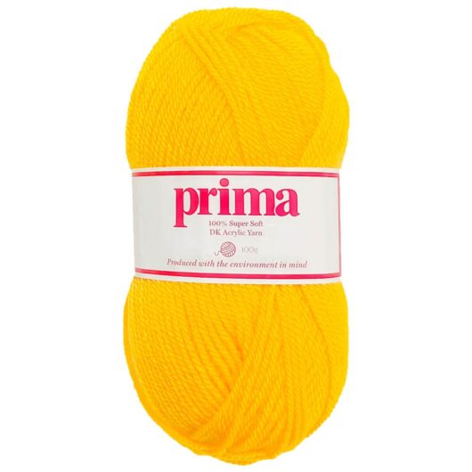 Prima DK Acrylic Wool: Sun Yellow Yarn 100g