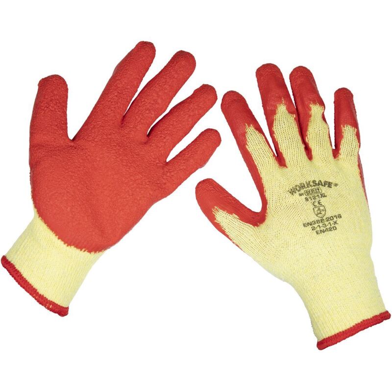 Super Grip Knitted Gloves Latex Palm (X-Large), Pack of 12 Pairs - Sealey