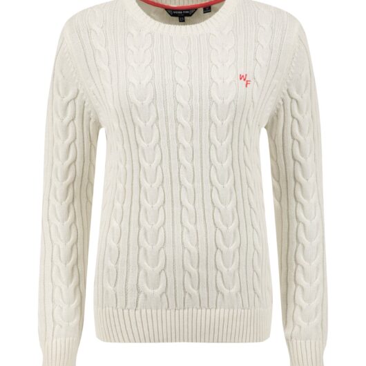 Weird Fish Amberise Crew Neck Cable Knit Jumper Light Cream Size 12
