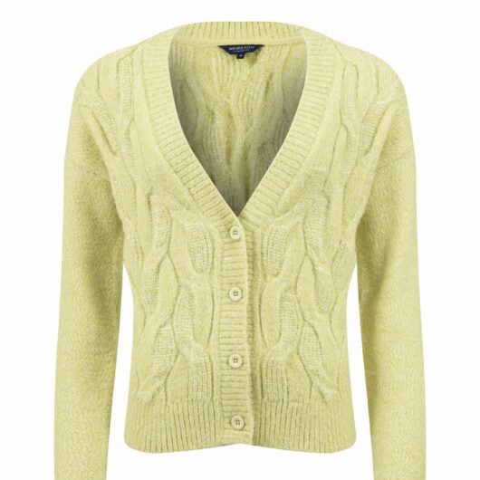 Weird Fish Rhona Super Soft Cable Knit Cardigan Celery Size 10